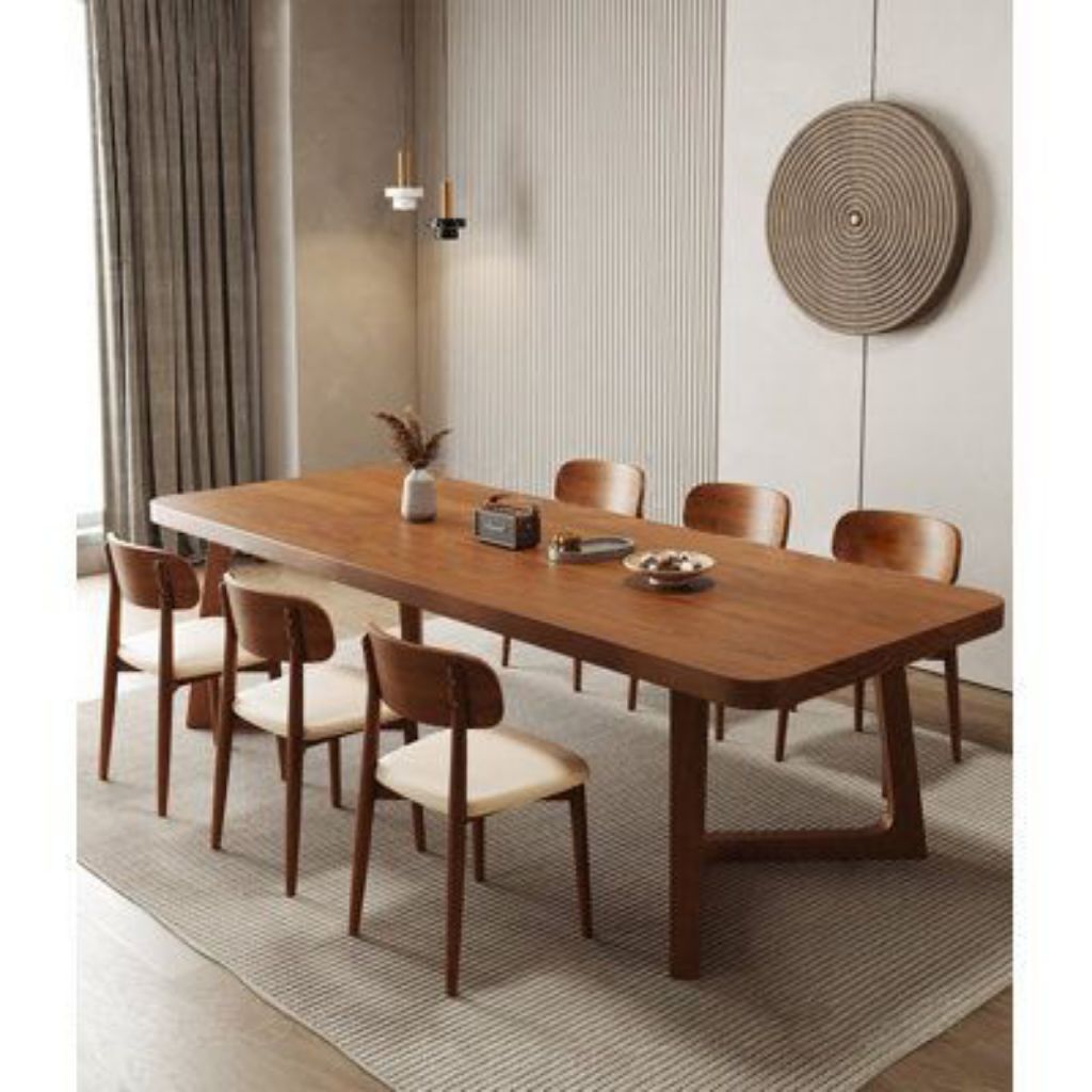 Dining Set Mewah 6 Kursi - Solid Wood Elegant Design