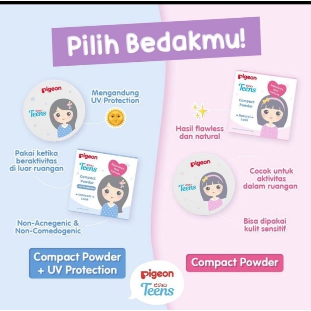 Compact powder dan refil pigeon teens