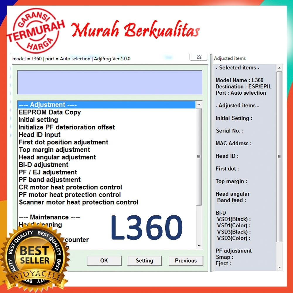 Software Reset Printer Epson L130–L365 Unlimited | Support All PC