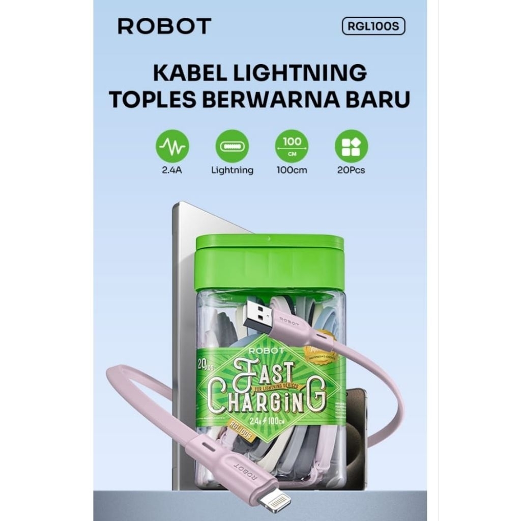1 PCS/ Data Cable ROBOT RGL100S Lightning Colorful
