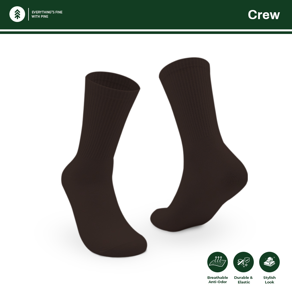 PINE SOCKS Kaos Kaki Crew Oldschool Polos/Basic Coklat