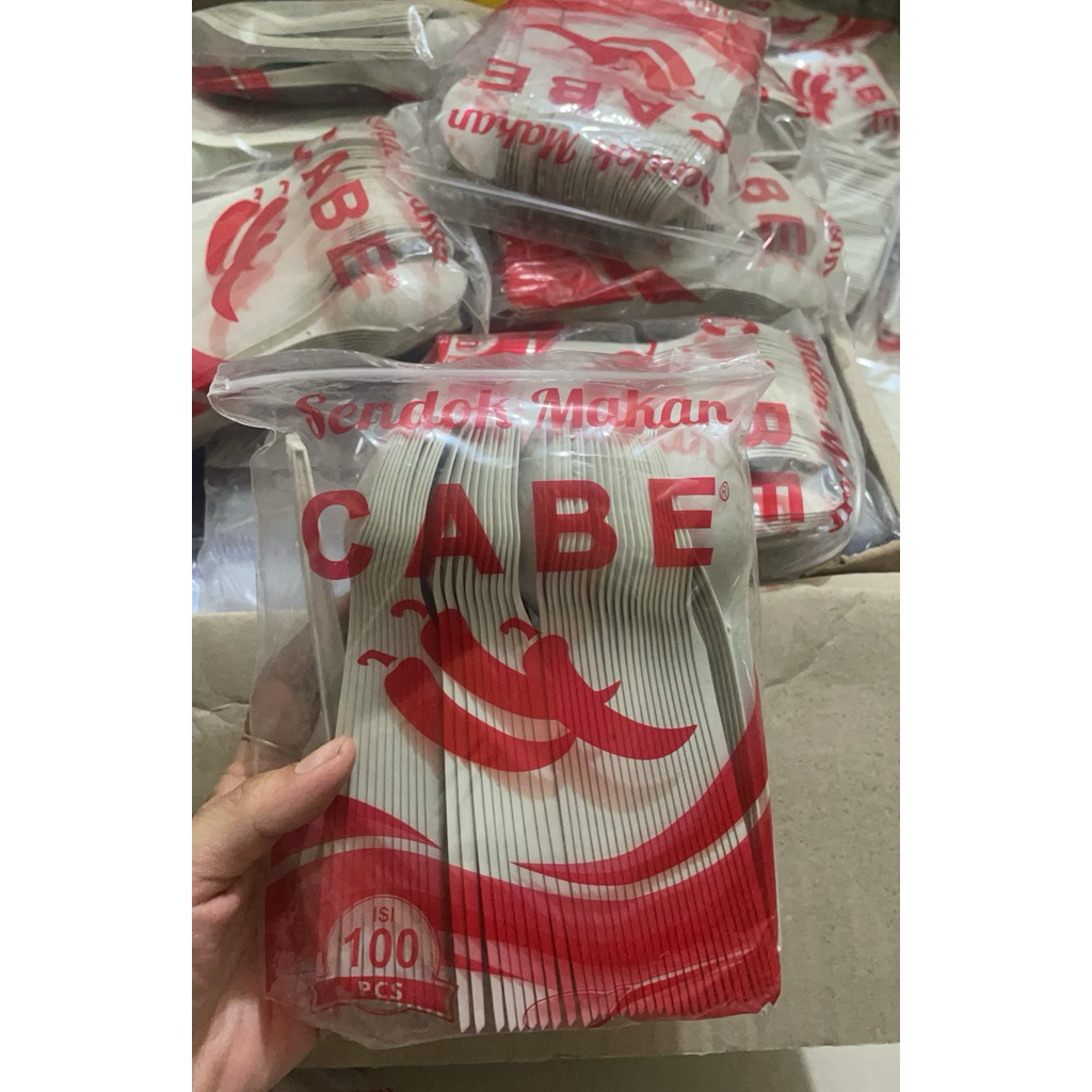 Sendok Makan Plastik Merek Cabe 100Pcs