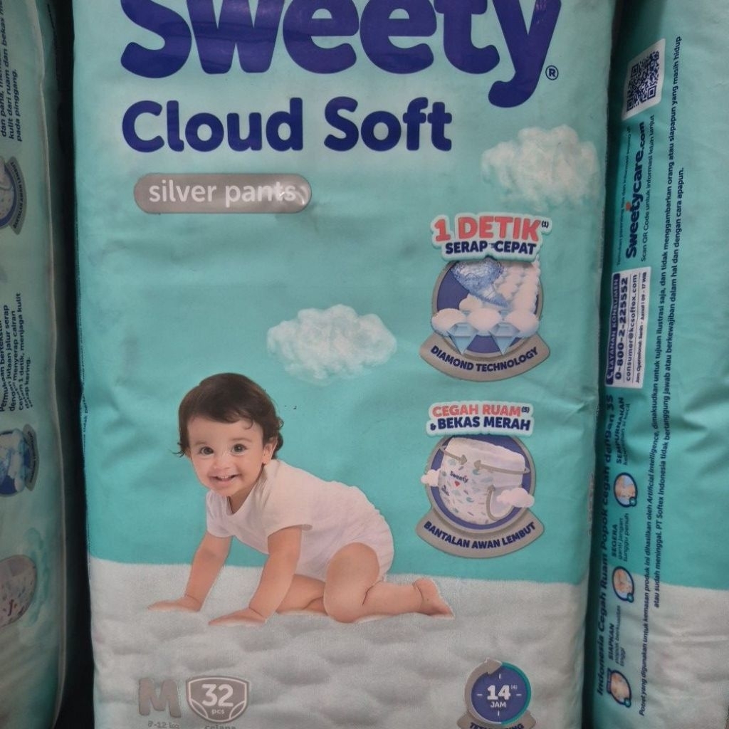 SWEETY SILVER PANTS M 32 PCS