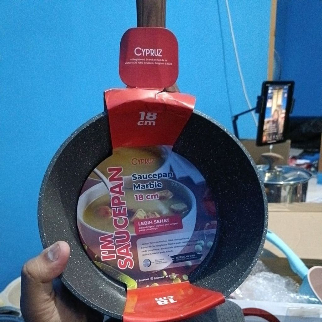 Saucepan 18 grey marble