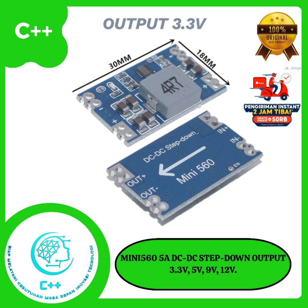 Mini560 5A DC-DC Step-down Output 3.3V 5V 9V 12V.