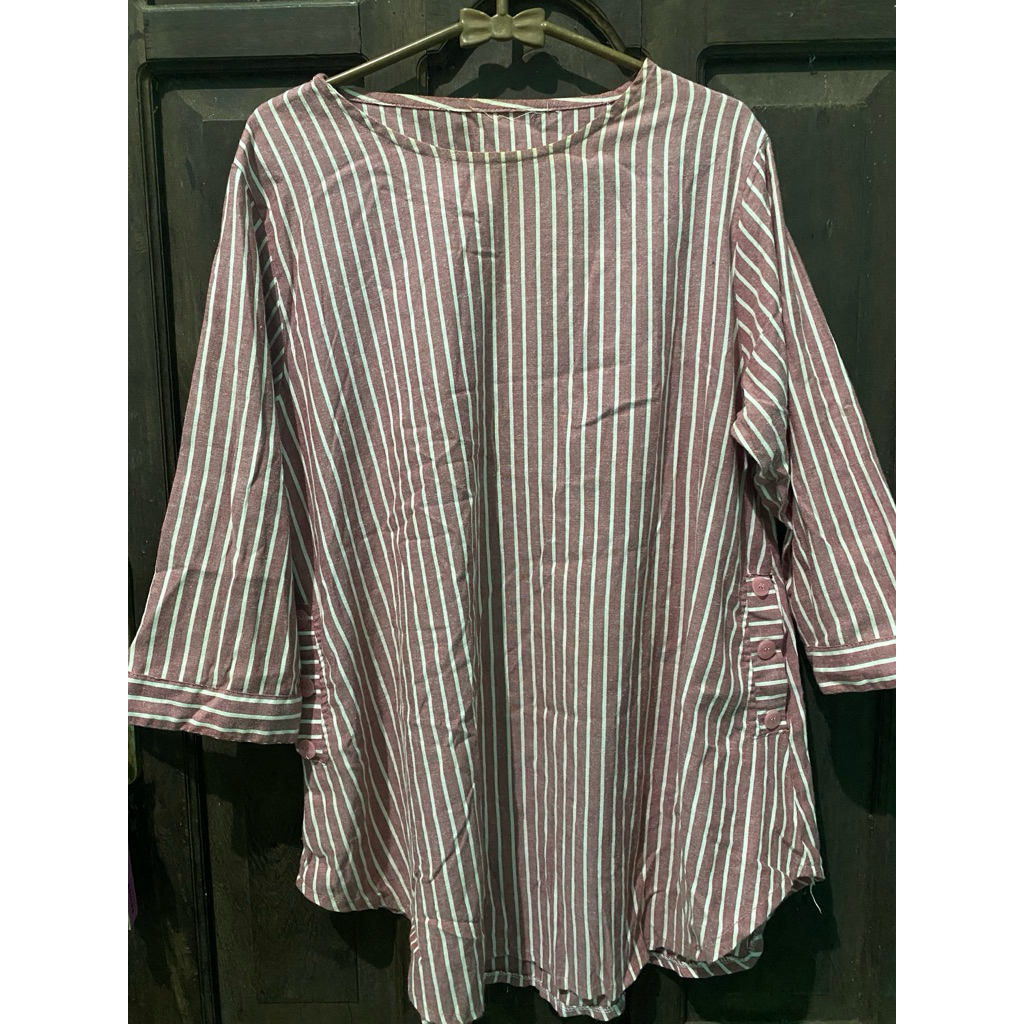 preloved blouse strip pink
