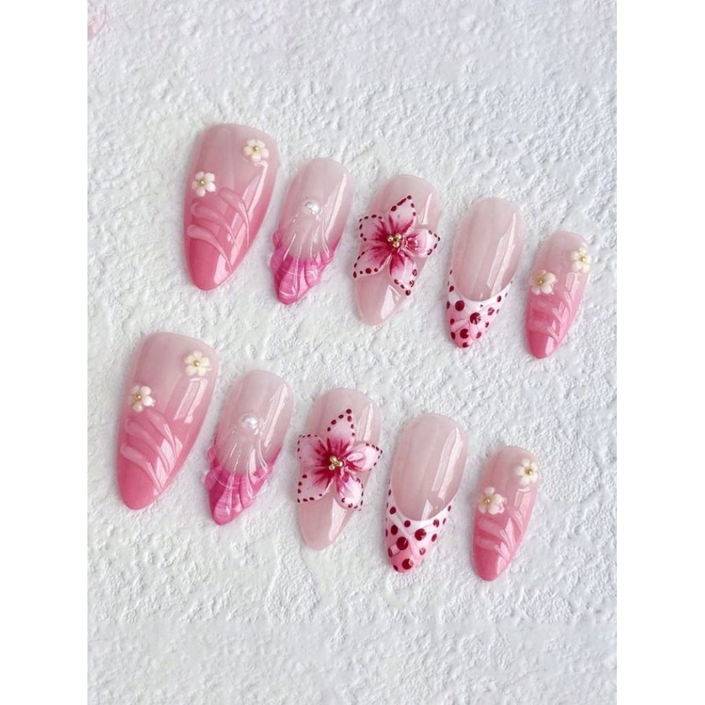 press on nails pink soft wedding
