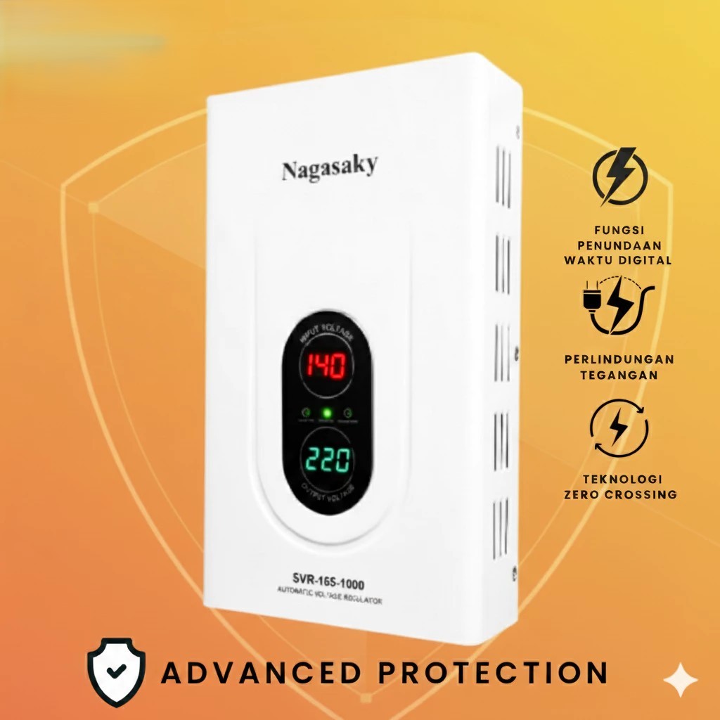 Stabilizer Digital Automatic NAGASAKY SVR-1000VA Model SLIM DINDING