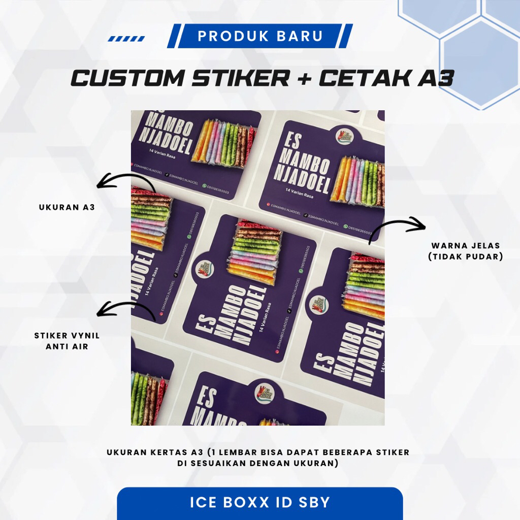 Custom Stiker Cetak Lembar A3