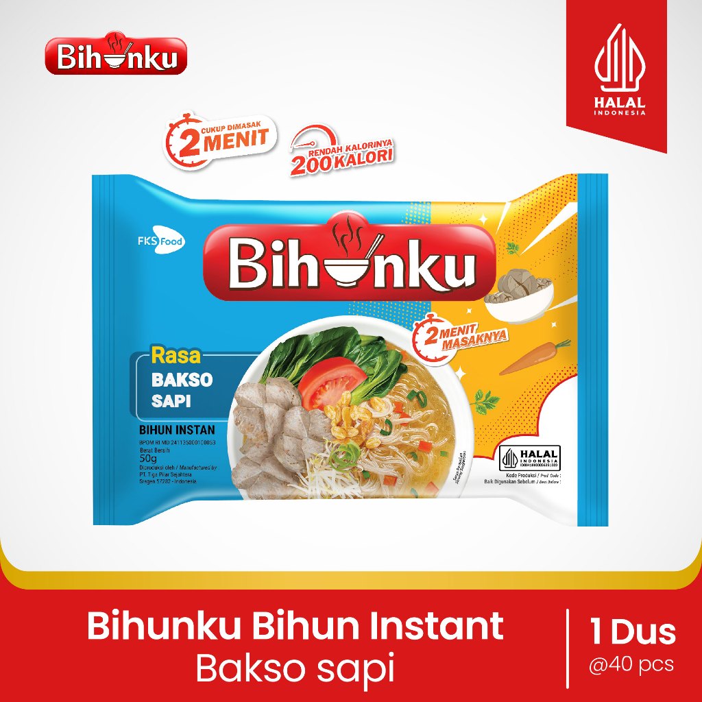 Bihunku Instan - Bakso Sapi 50gr - 40 Pcs - 1 Karton