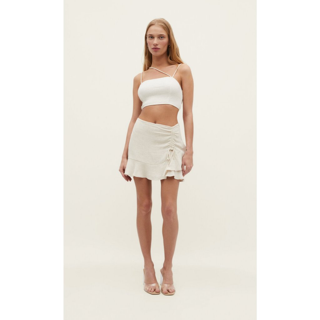 STRADIVARIUS BEIGE TEXTURED CROP TOP