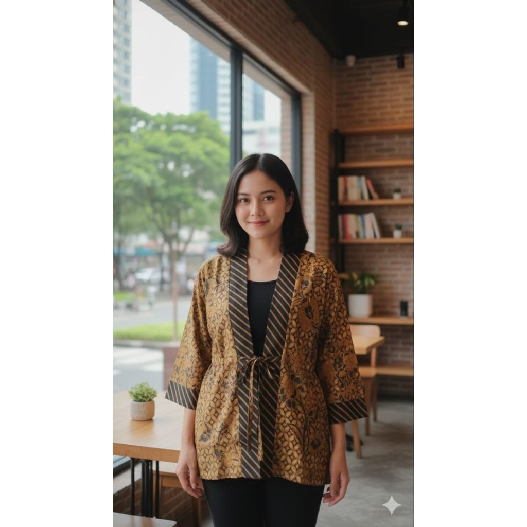 outer lengan paris sogan batik solo