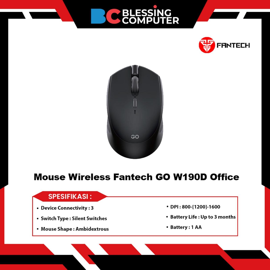 Mouse Wireless Fantech GO W190D Office - Black