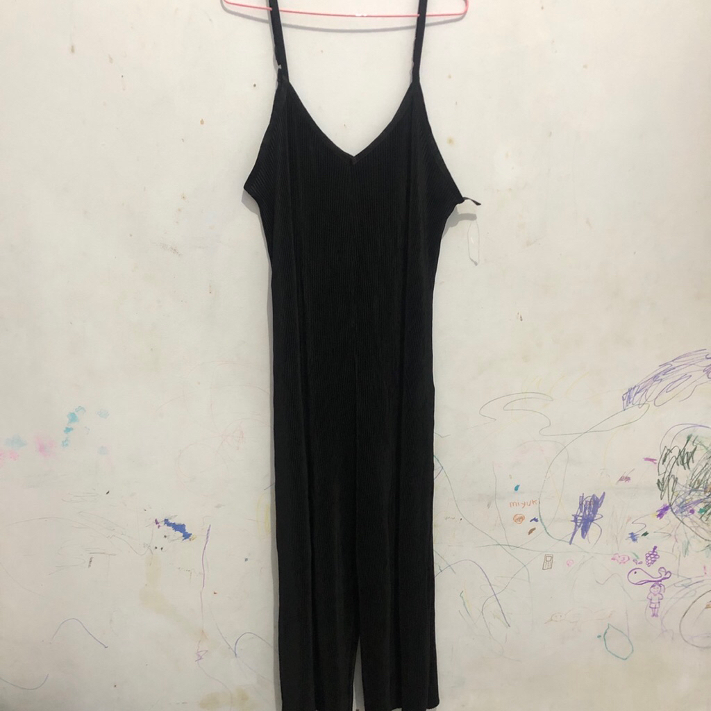 Pleated Jumpsuit Overall Black