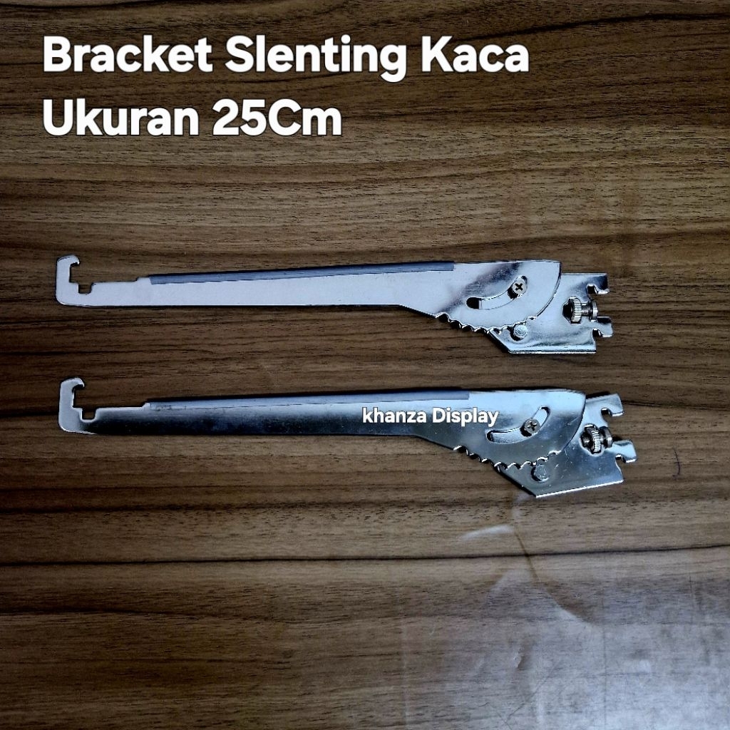 Bracket Ambalan Kaca | braket Slenting Kaca 25cm