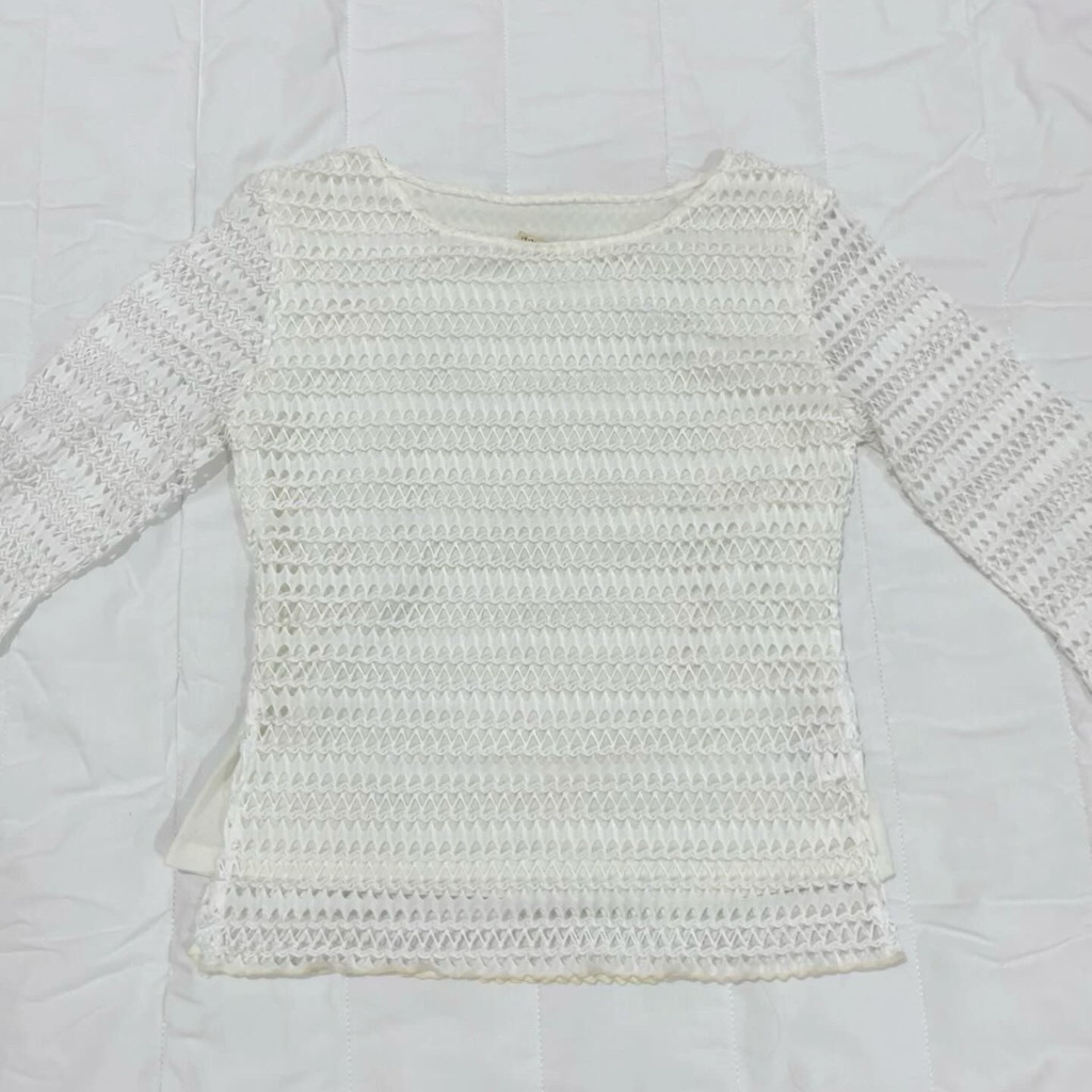 white knit top