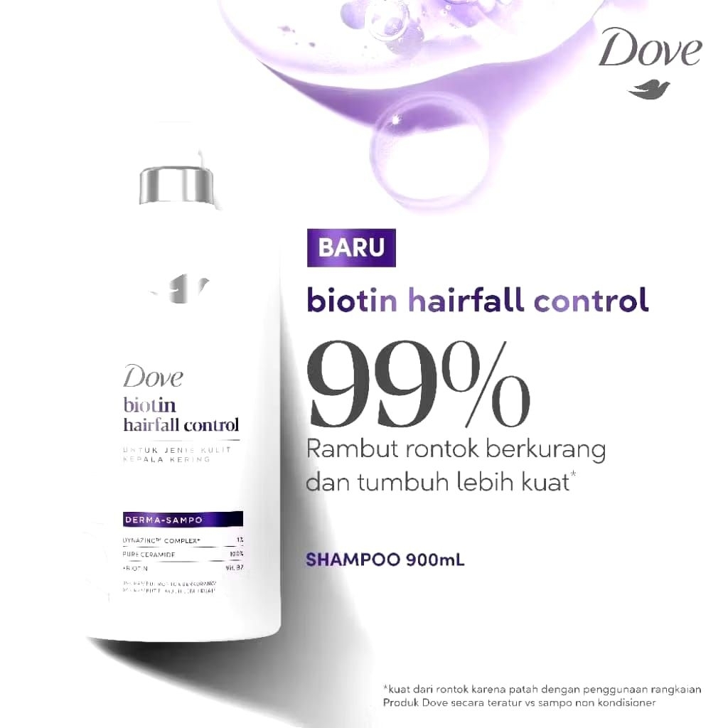Dove Shampoo Biotin,900 ml, botol