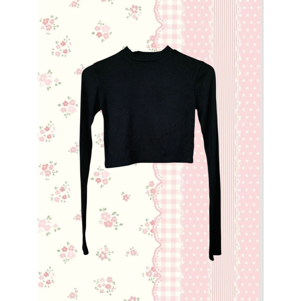 Longsleeve Basic Black Crop Top Turtleneck Mini Closet 2000's Style