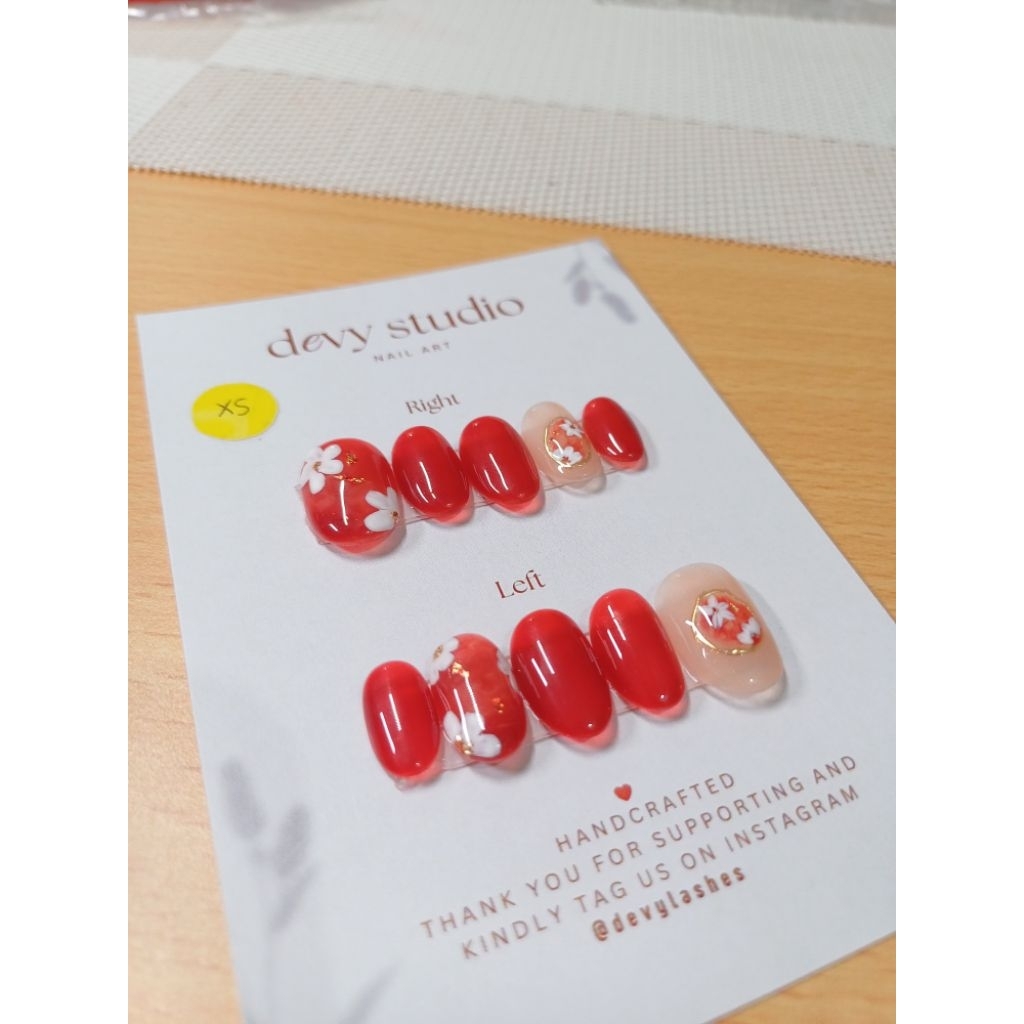 Flower Red Nail