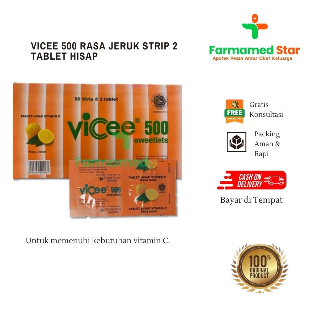 VICEE 500 RASA JERUK STRIP 2 TABLET HISAP
