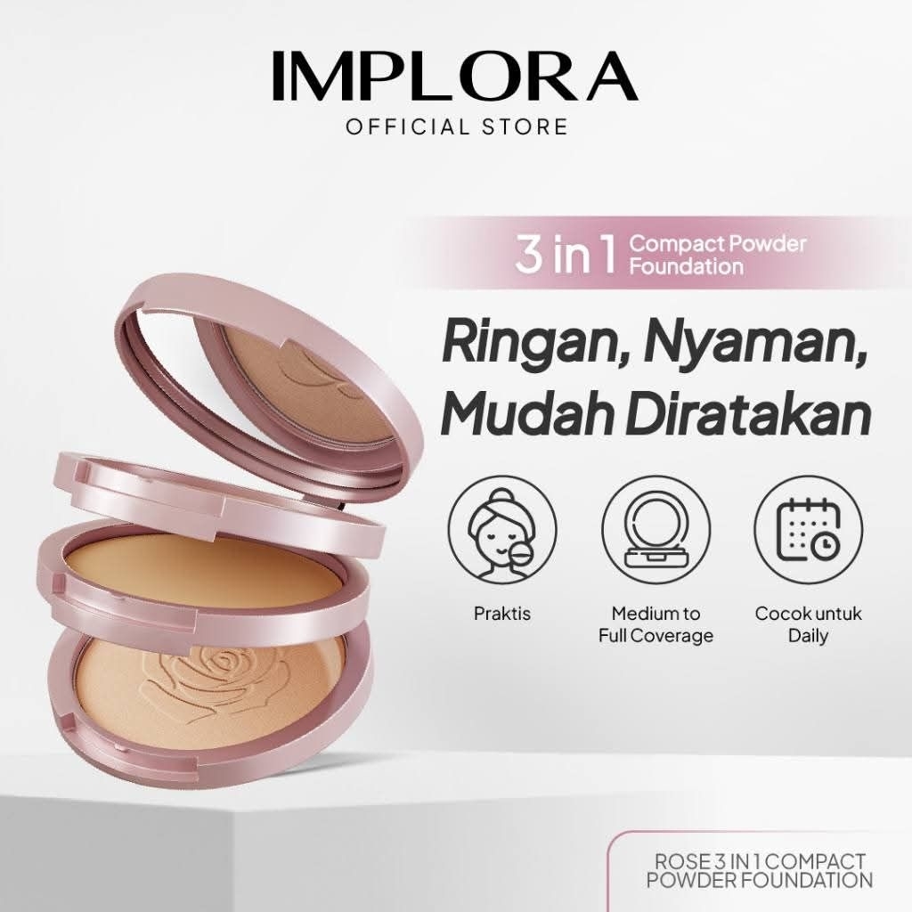 IMPLORA ROSE 3IN1 COMPACT POWDER FOUNDATION