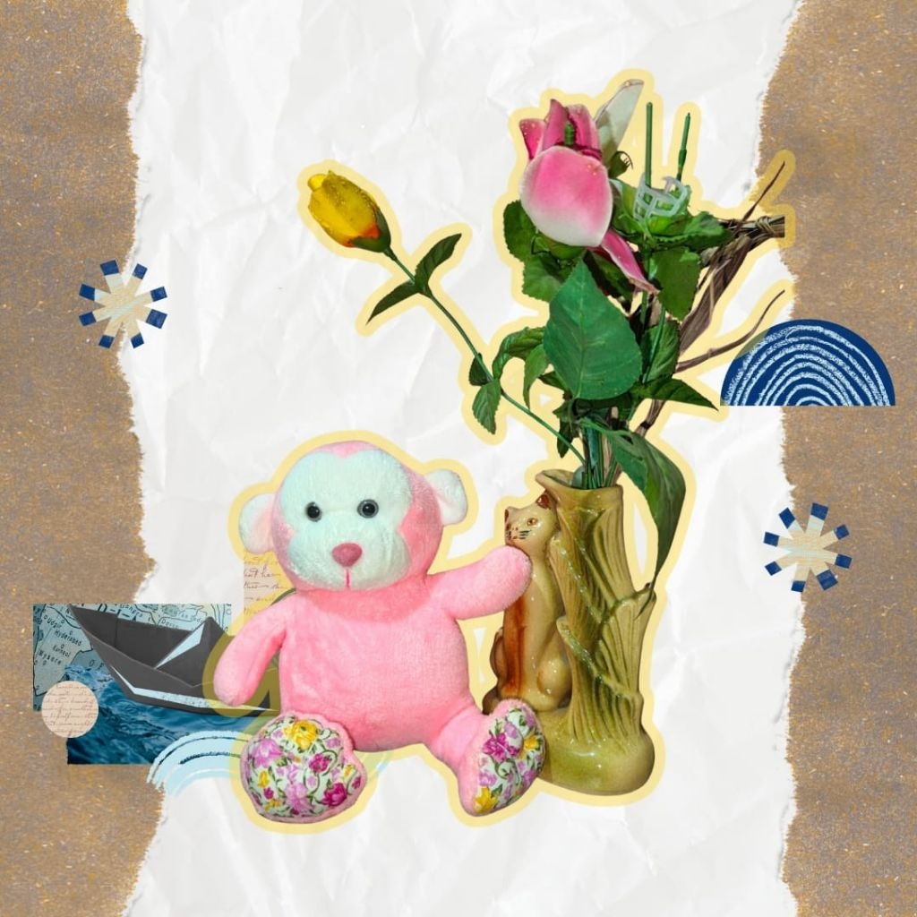 Boneka Monyet Pink Bunga // Pink Flower Monkey Doll