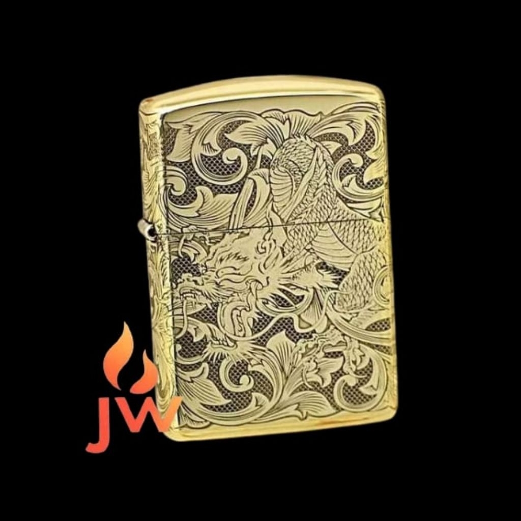 Korek Api Zippo grass Dragon Brass- Premium