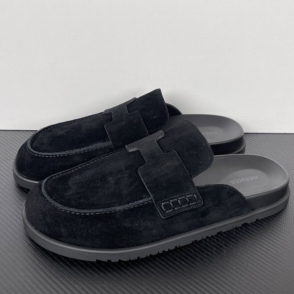 Go Flat Mule Black Suede Authentic GK