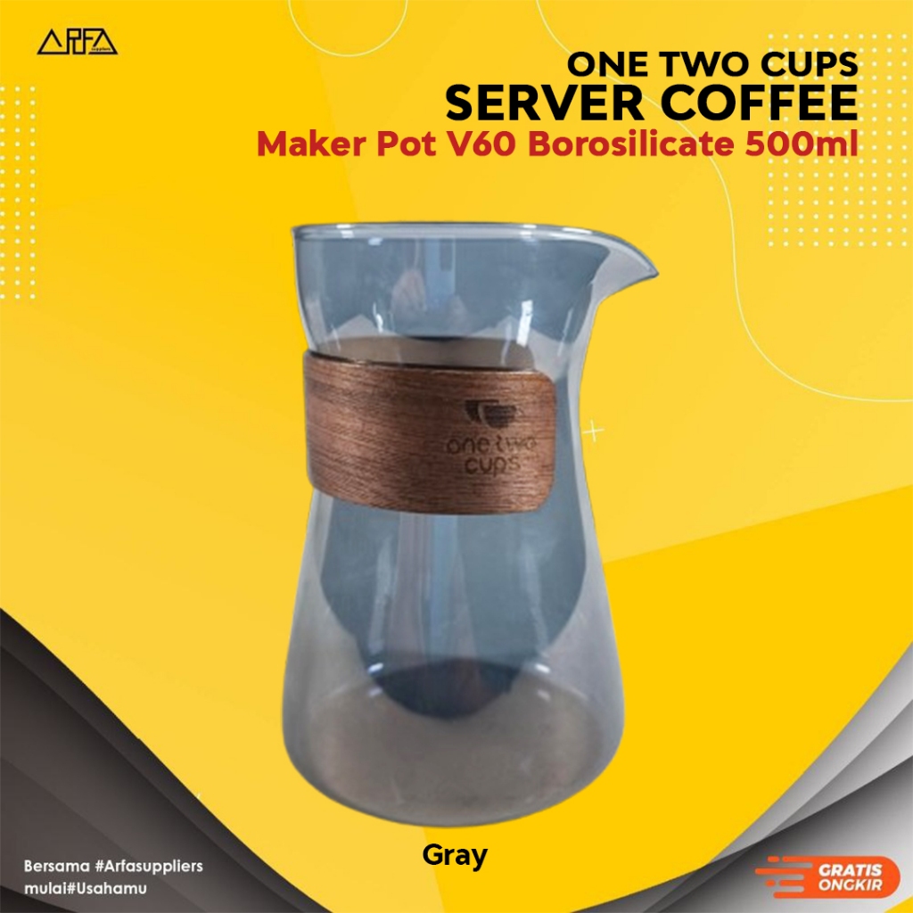 L1  Server Coffee Maker Pot V60 Borosilicate - Gray - 500ml - One Two Cups