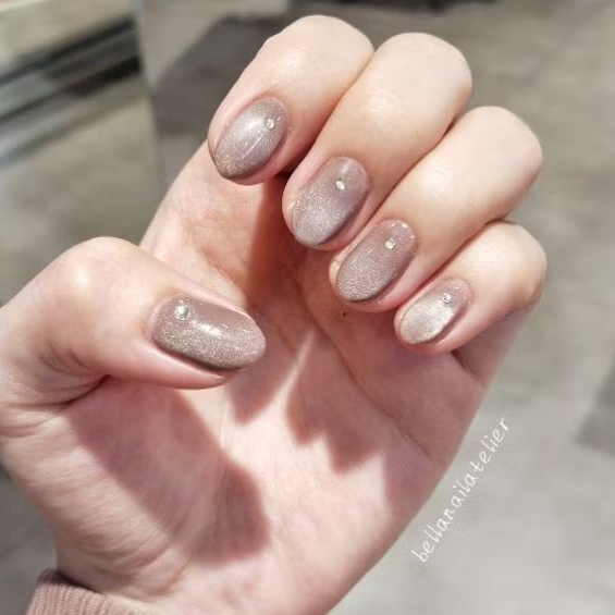Brown Cat Eye Press On Nails