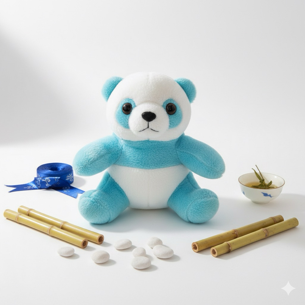 boneka panda blue qualiatas import 24cm
