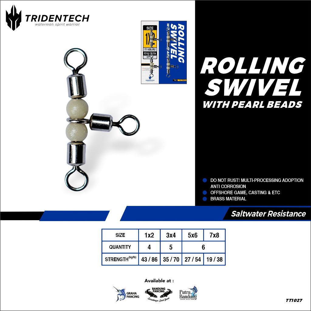TRIDENTECH ROLLING SWIVEL WITH PEARL BEADS