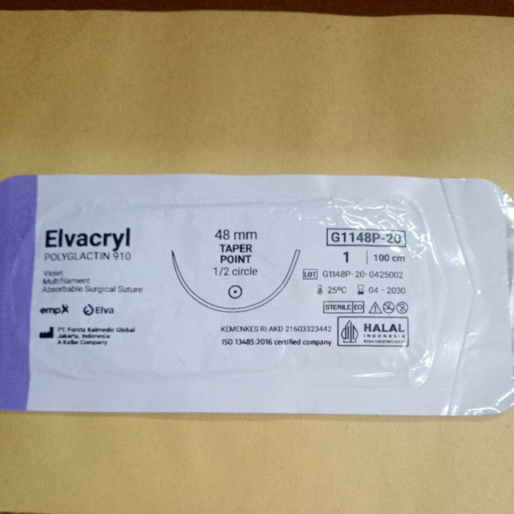 Elvacryl 1 taper point 48mm ( Pga absorbable) /pc