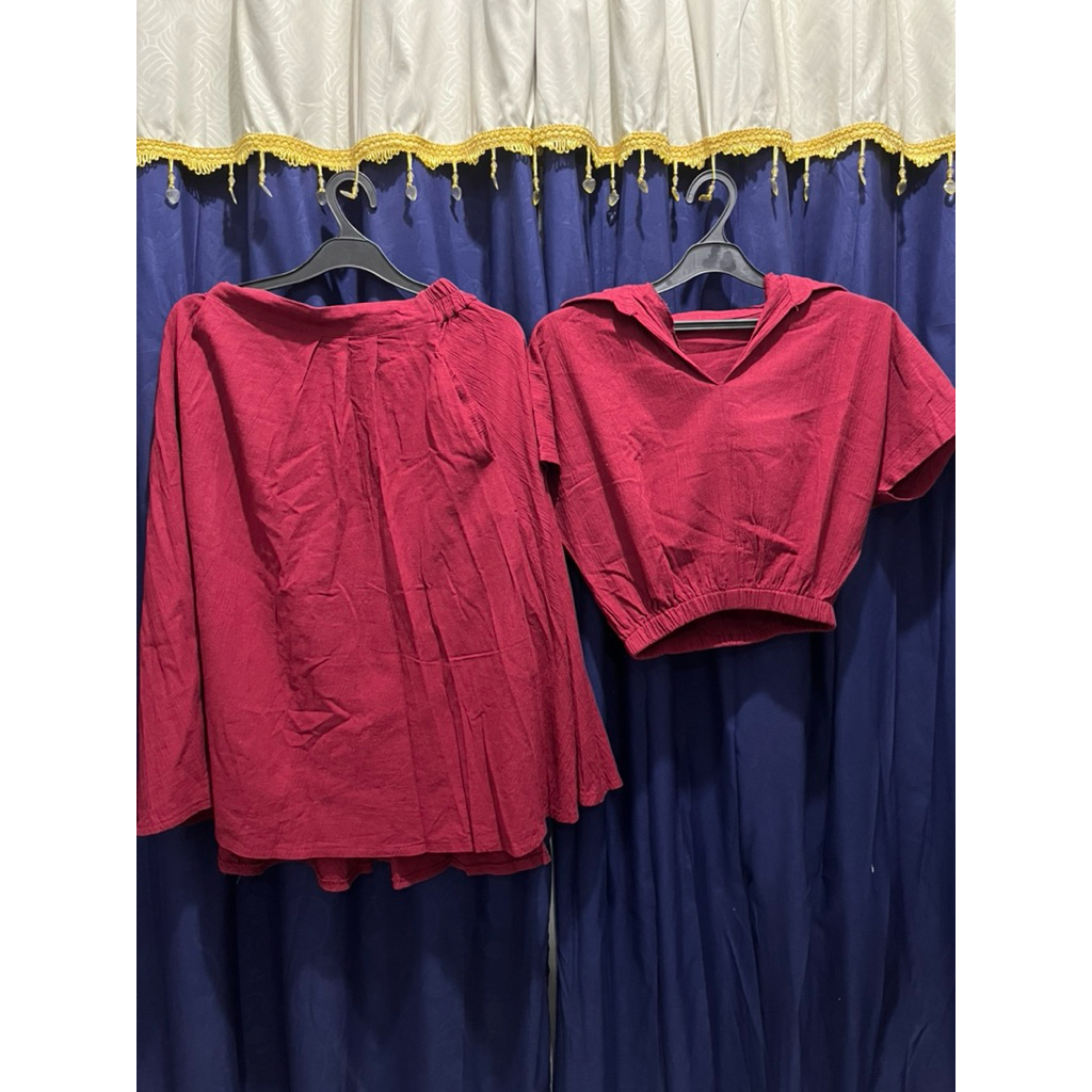 (PRELOVED) Set androk maroon