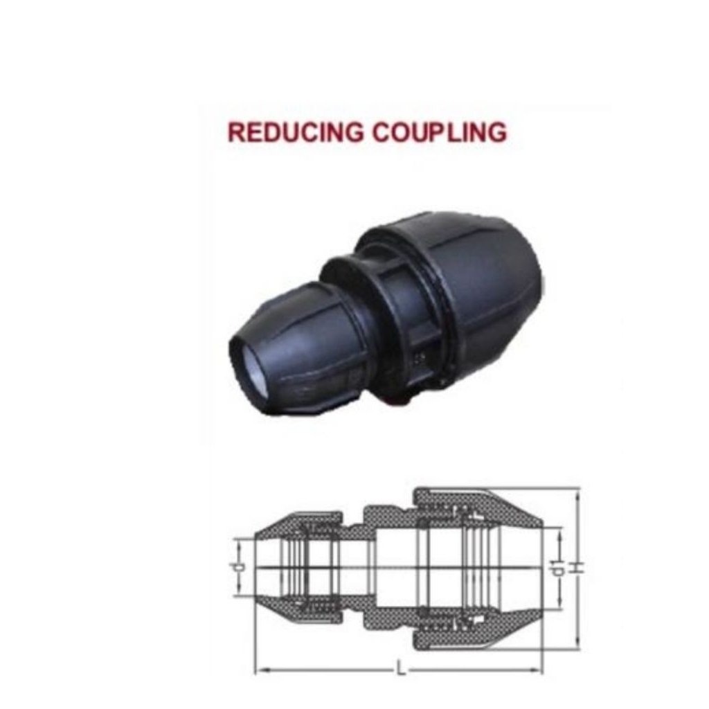 REDUCING COUPLING/ SOCK REDUCER - PP COMPRESSION FITTING PIPA HDPE