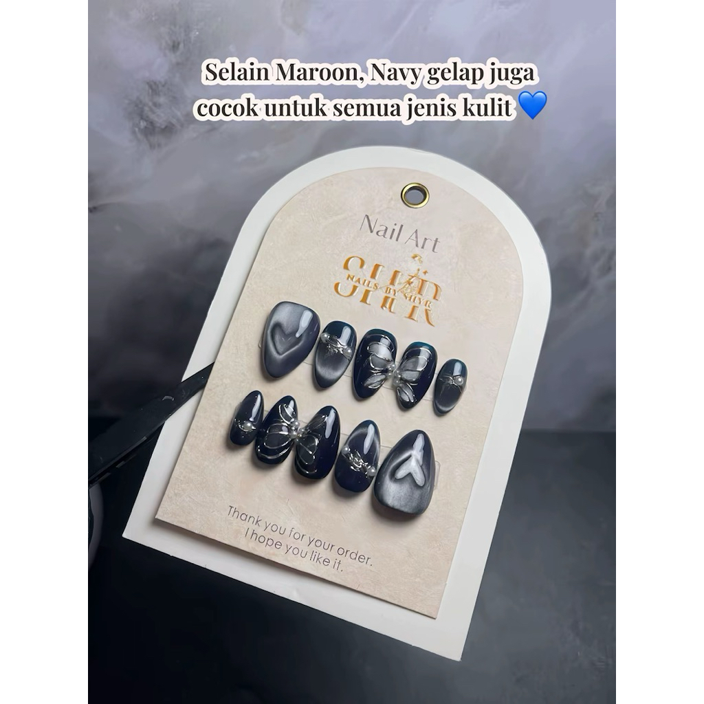 PRESS ON NAILS NAVY BIRU BLUE