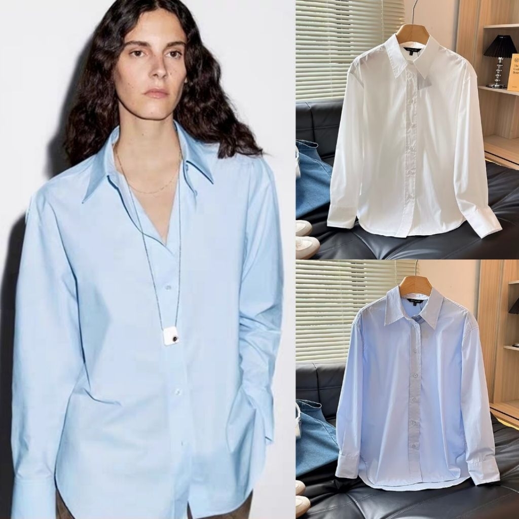 Blue,White Basic Blouse 79325 (TENC)