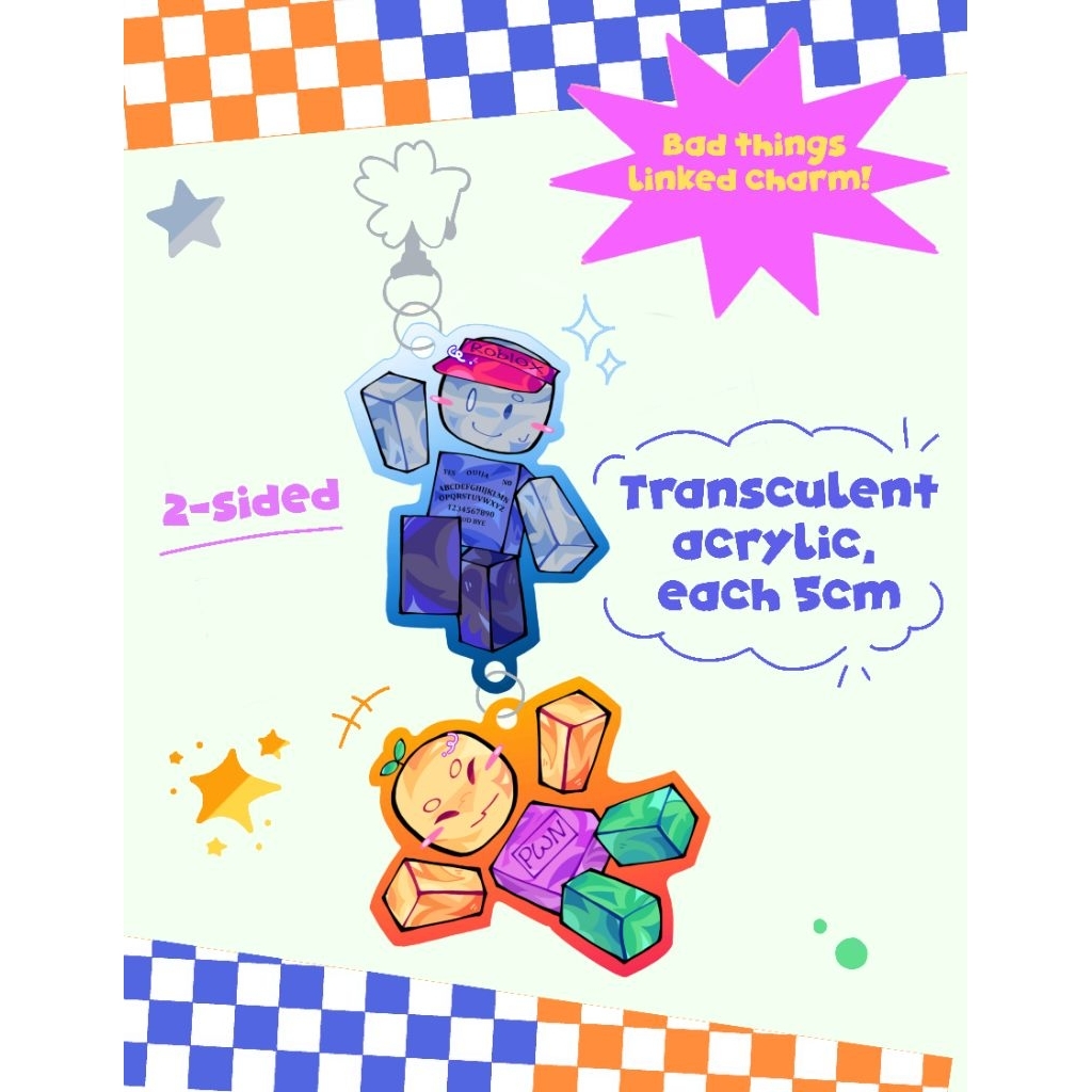 Bad things linked charm keychain Roblox fanmerch