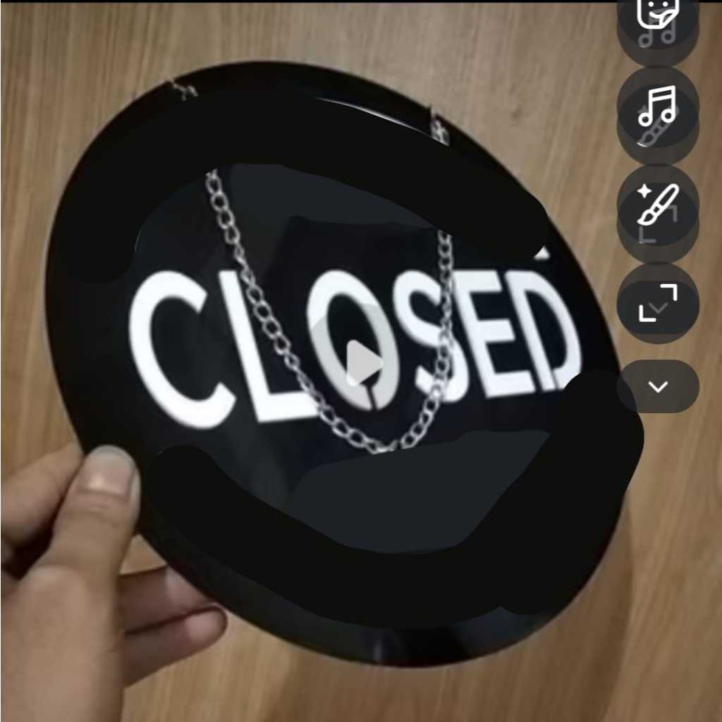 Custom Signage Open Close D20cm 2mm Hitam