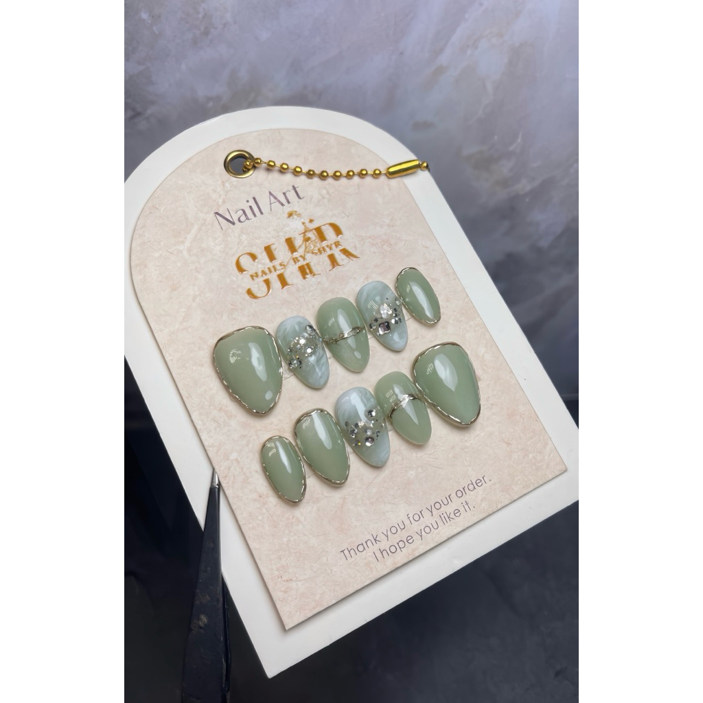 PRESS ON NAILS SAGE HIJAU