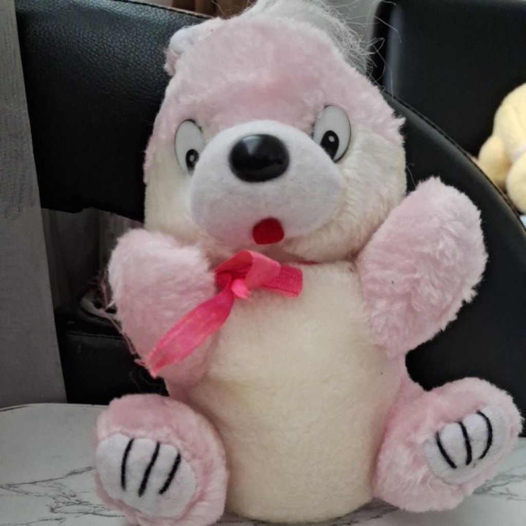 boneka tupai pink putih