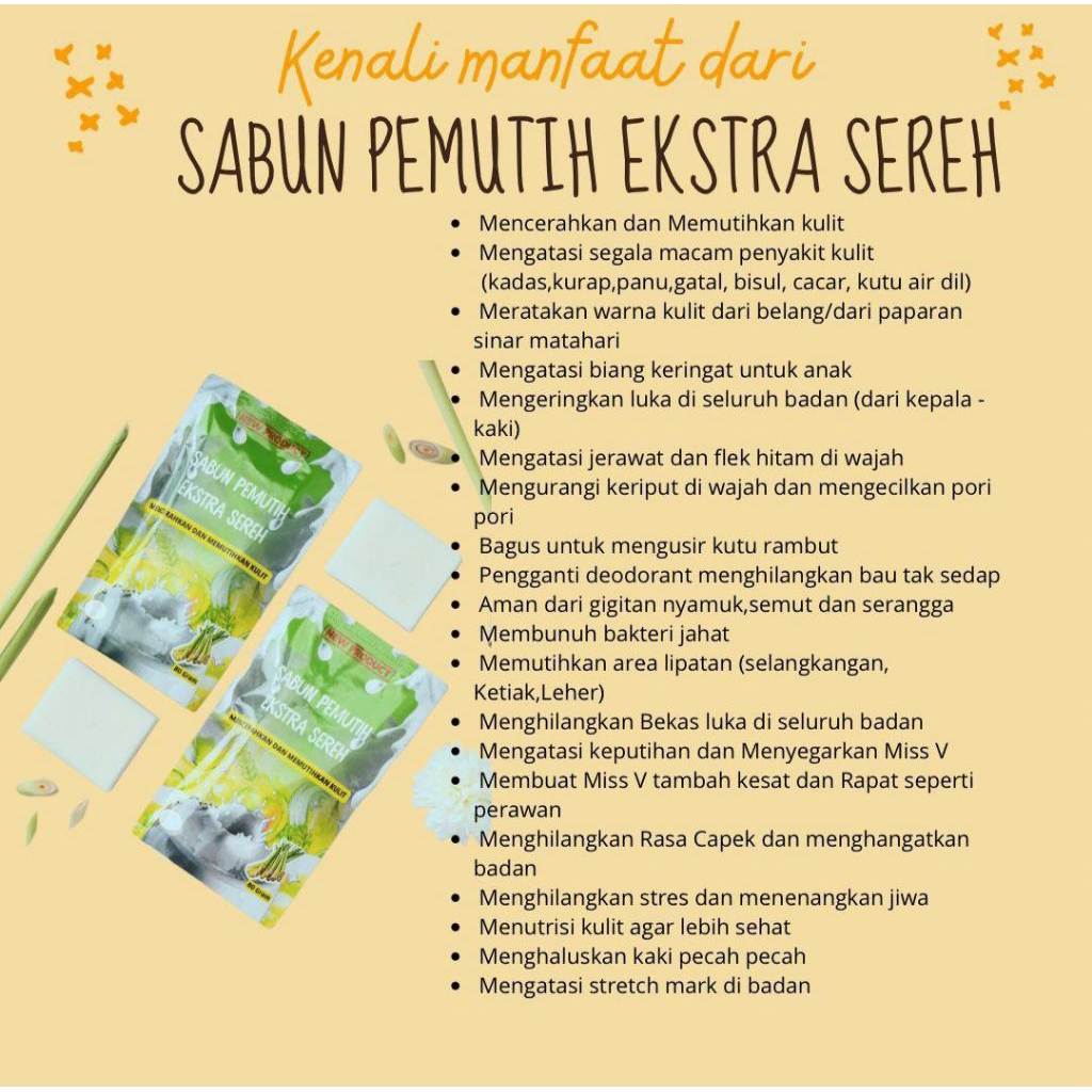 SABUN PEMUTIH EXTRA SEREH ORIGINAL 100%