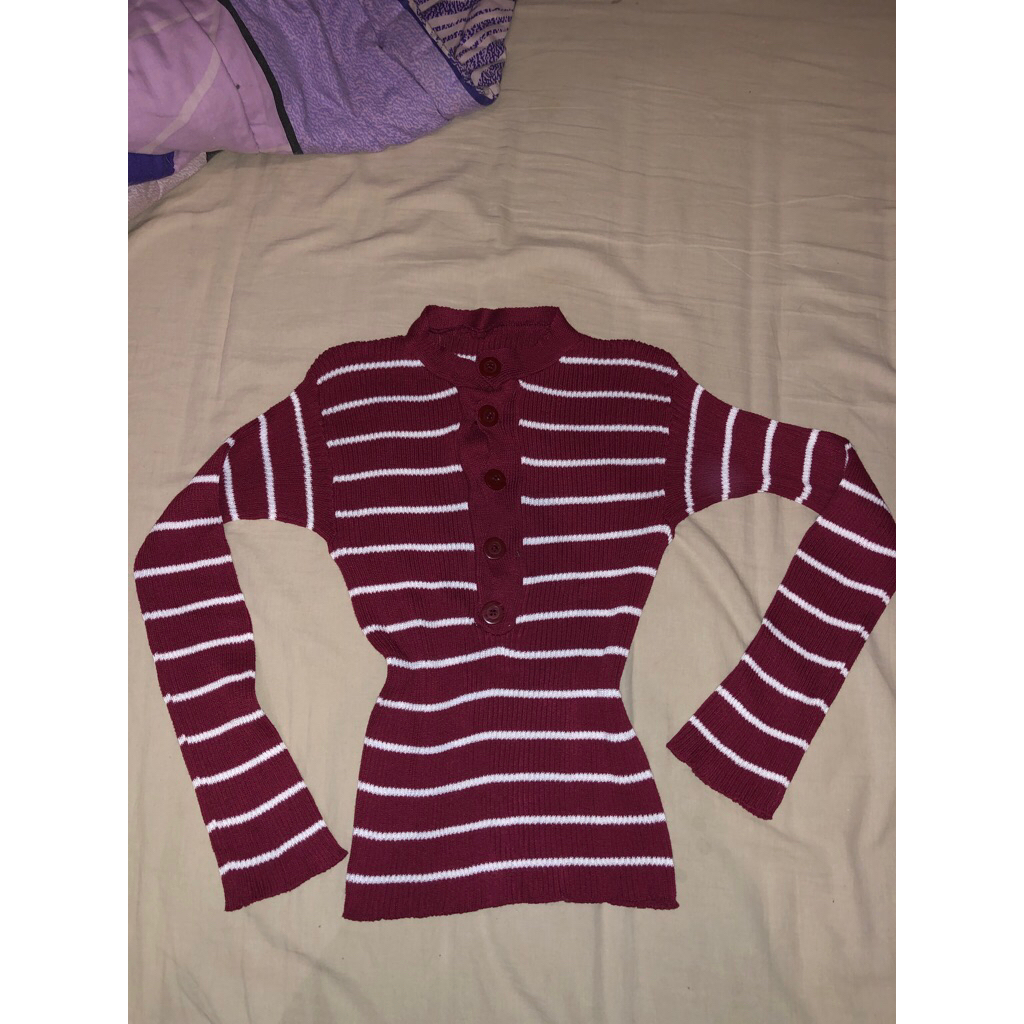 red stripe knit top