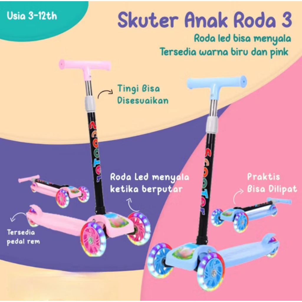 Scooter anak 3 roda led