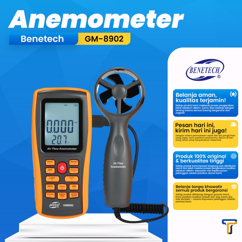 Anemometer GM8902 Data Logging Benetech PC USB Wind Anemo Tester Angin
