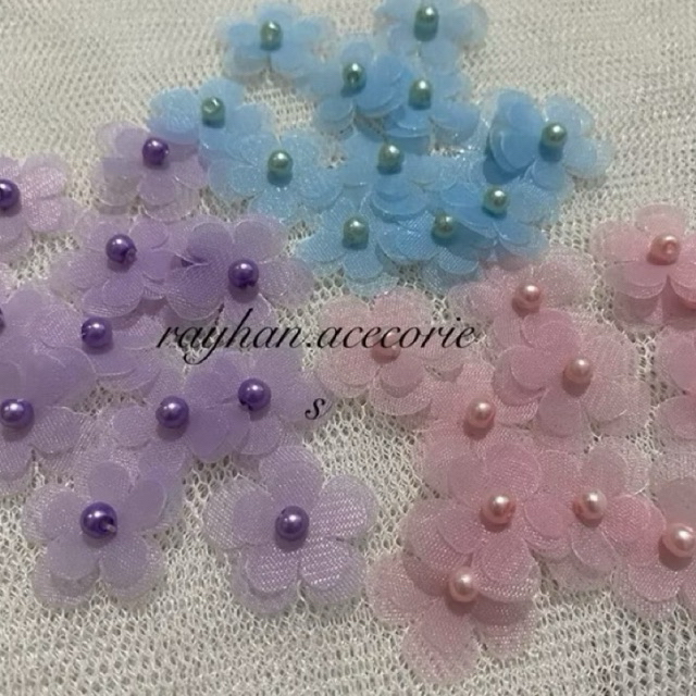 aplikas bunga organza 3d