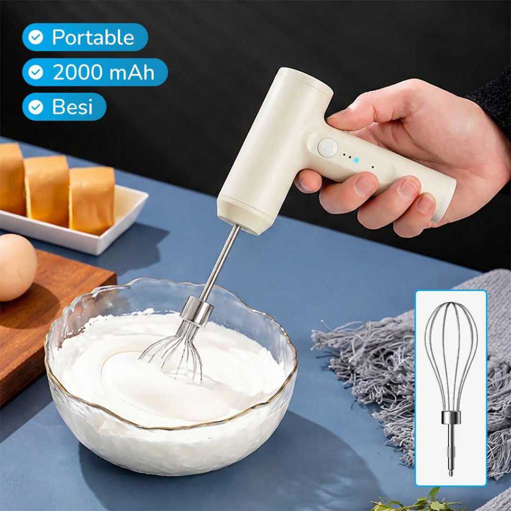 BTH Mixer Tangan Mini Electric Whisk Wireless Multi Function - HMF20