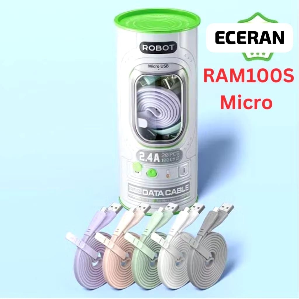 Kabel Data ROBOT RAM100S Micro USB Data Cable 2.4A 1M Per PCS