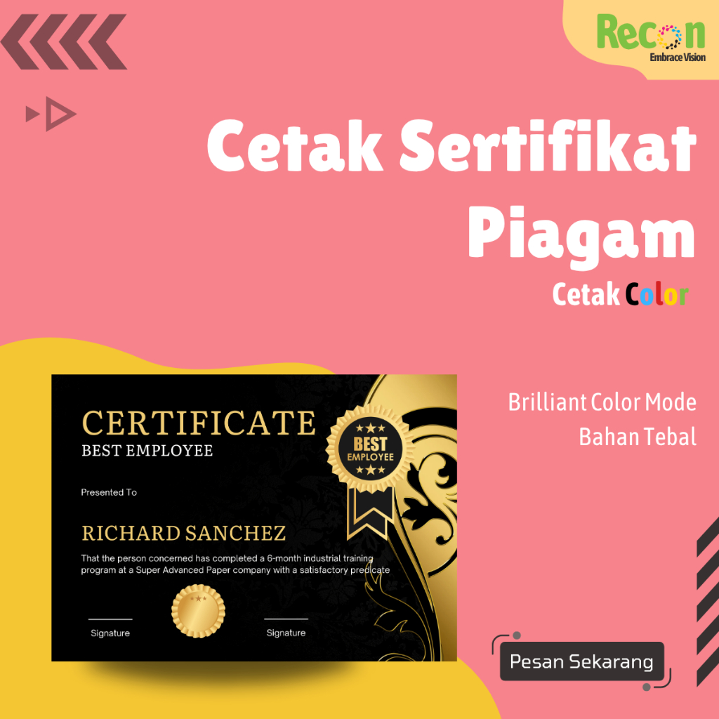 Cetak Sertifikat Premium