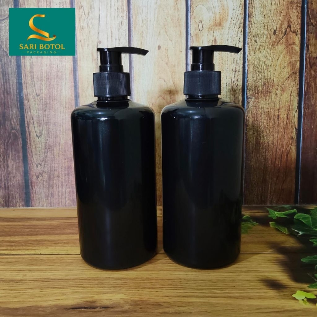 BOTOL.PUMP 500ML HITAM GLOSSY NECK 28